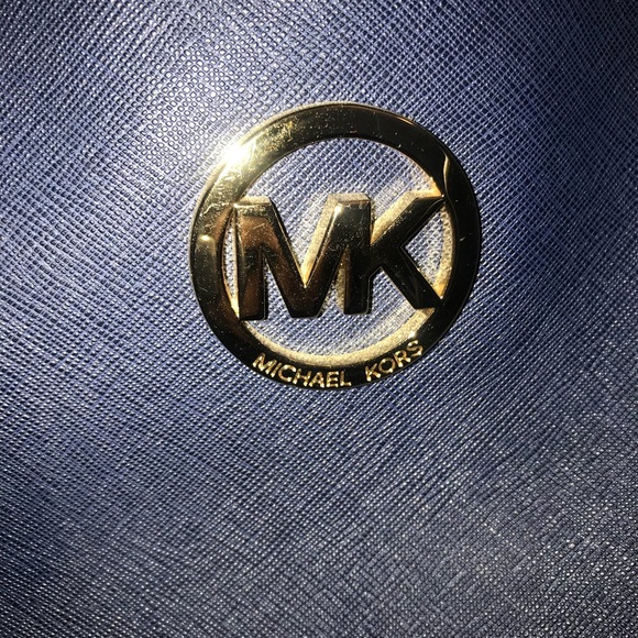 MK Navy blue leather tote. Like new. - Picture 2 of 5